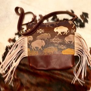 Adorable buffalo Wool and fringe purse